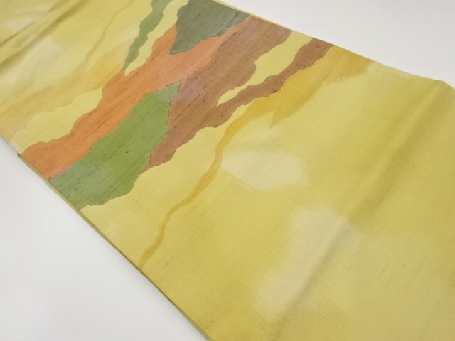 JAPANESE KIMONO / VINTAGE NAGOYA OBI / TSUMUGI / WOVEN ABSTRACT PATTERN